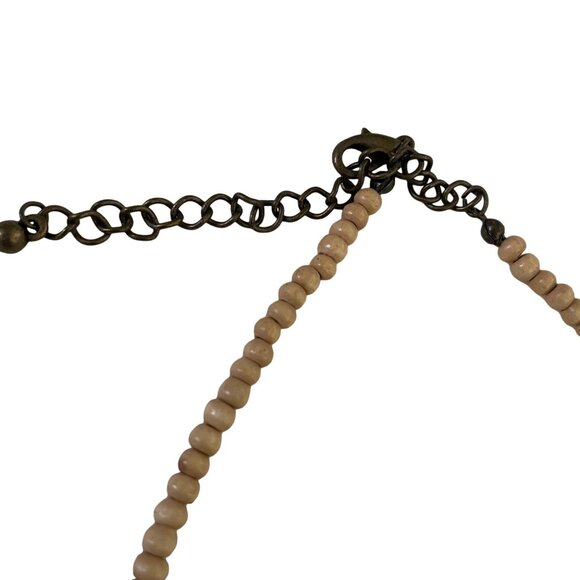 Wood Stone Amulet Choker Necklace Statement Jewelry Tribal Piece u - Picture 4 of 7